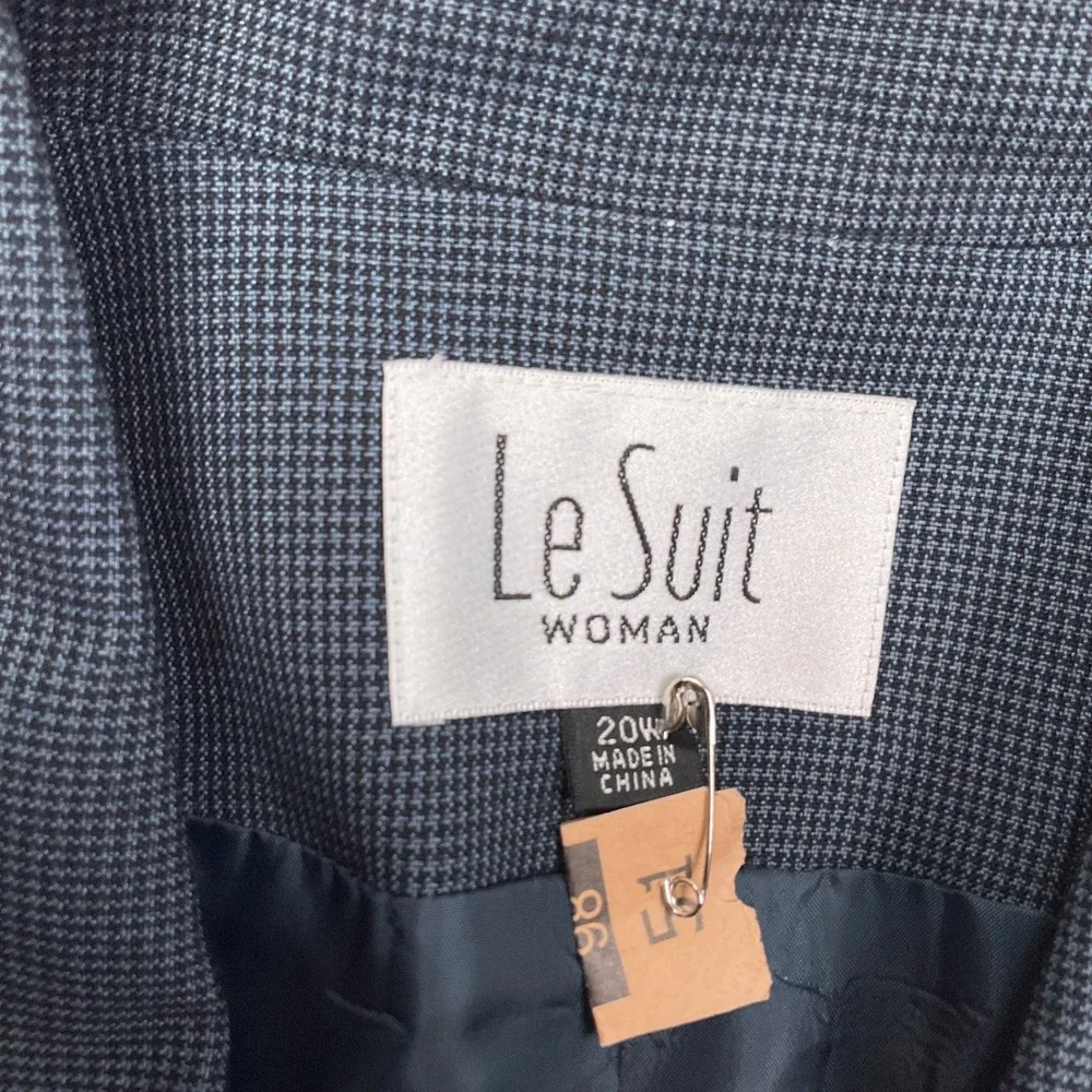 Le Suit Skirt Suit Women 20W Green Teal Micro-Check 4-Button Classic Officewear